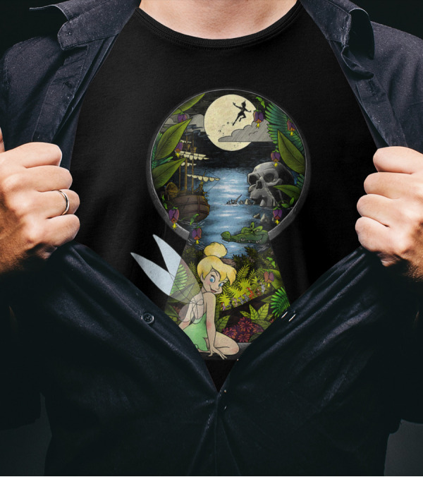 Disney Peter Pan Tinkerbell Keyhole Skull Island Moonlit Adventure T-Shirt