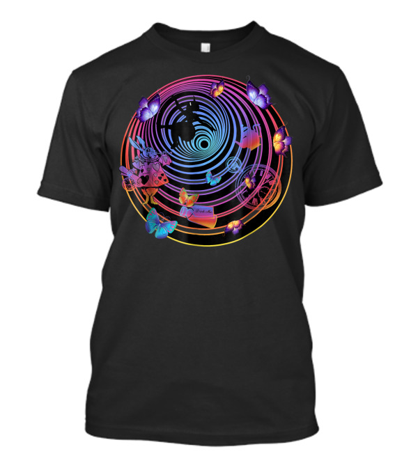Down The Rabbit Hole Alice In Wonderland Clock Butterfly Magic Drink Me Adventure T-Shirt
