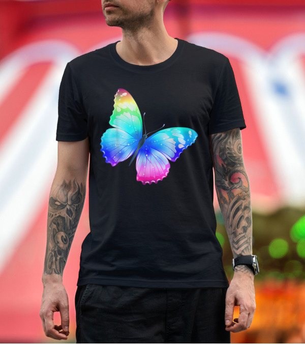 Premium T-Shirt: Monarch Butterfly Rainbow Pastel Festival Rave Colorful Cute T-Shirt Monarch Butterfly Rainbow Pastel Festival Rave Colorful Cute T-Shirt