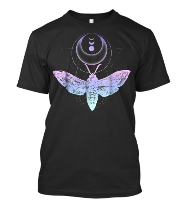 Moth And Crescent Moon Witchy Pastel Goth Aesthetic T-Shirt