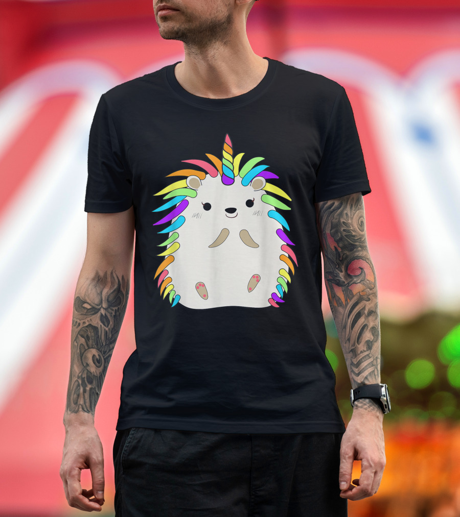 Rainbow Hedgehog Unicorn Animal Lover Girl T-Shirt
