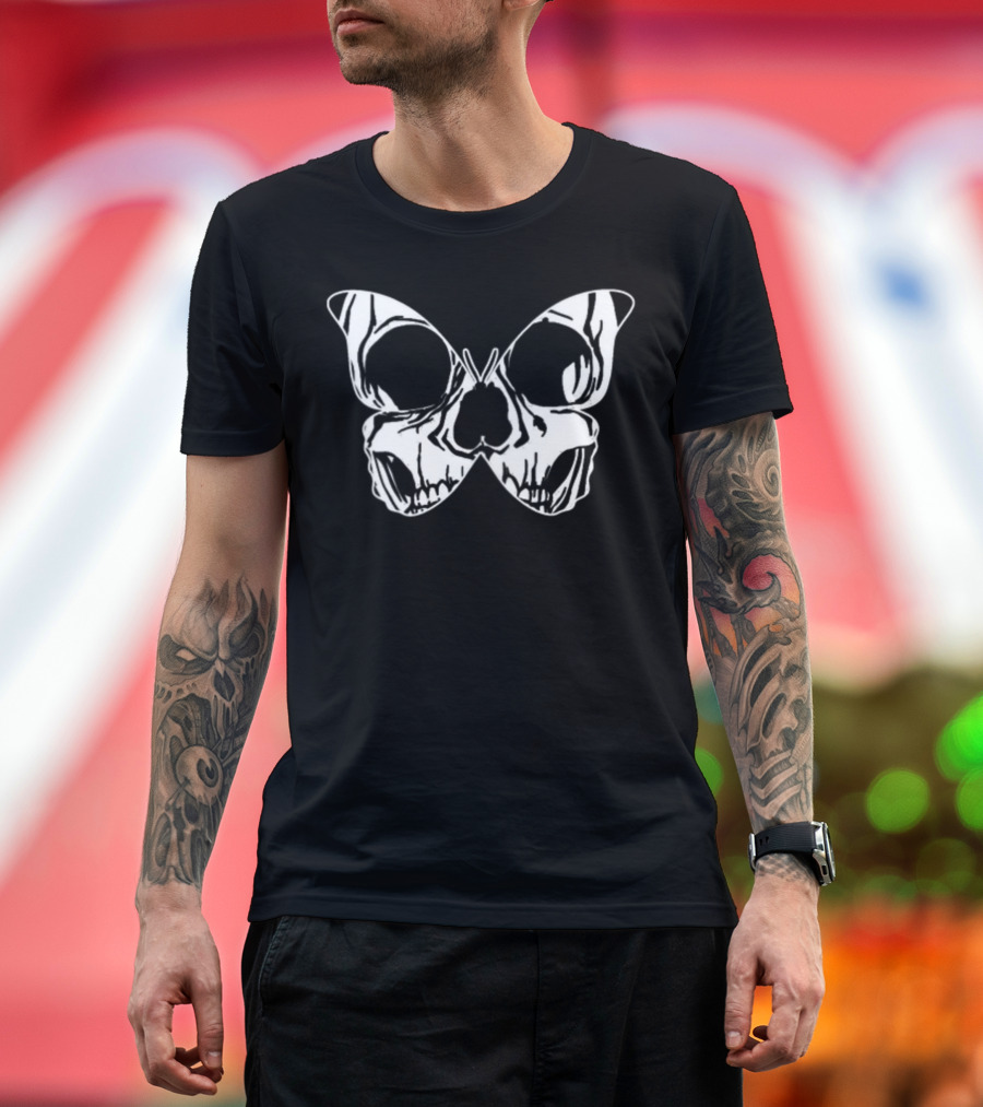 Skull Butterfly Aesthetic Goth Gothic Soft Grunge Clothing T-Shirt