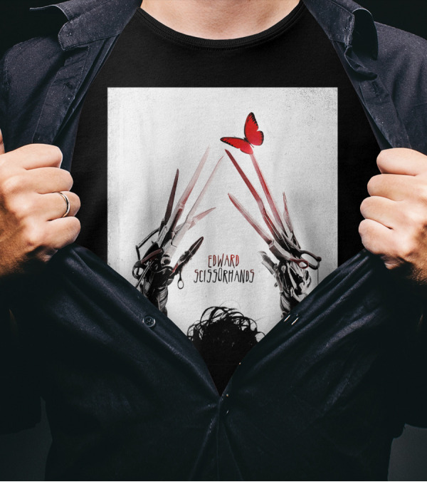 Edward Scissorhands Red Butterfly Iconic Movie T-Shirt