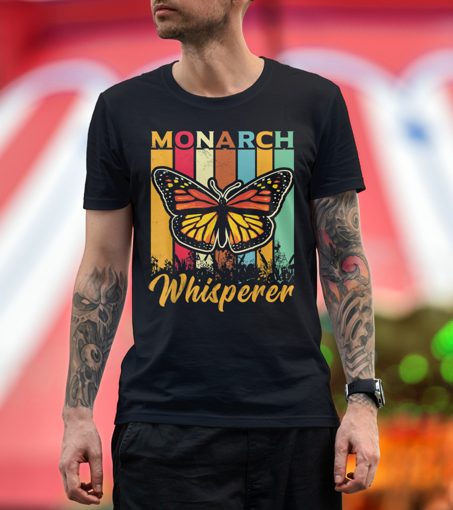 Monarch Butterfly Whisperer Vintage Entomology Colors T-Shirt