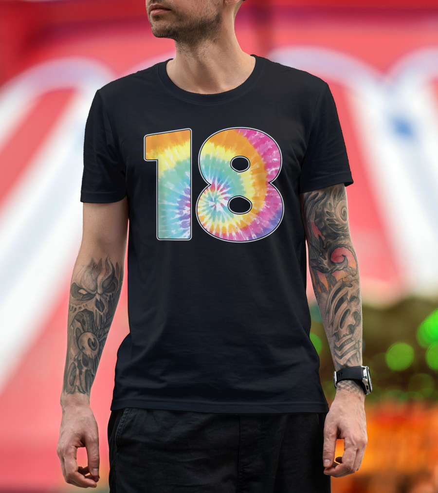 18 Tie Dye Birthday or Team Number T-Shirt