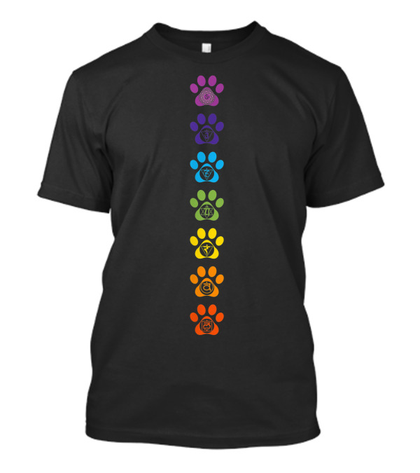 7 Chakras Puppy Paw Print Cute High Vibe Conscious Energy Alignment T-Shirt