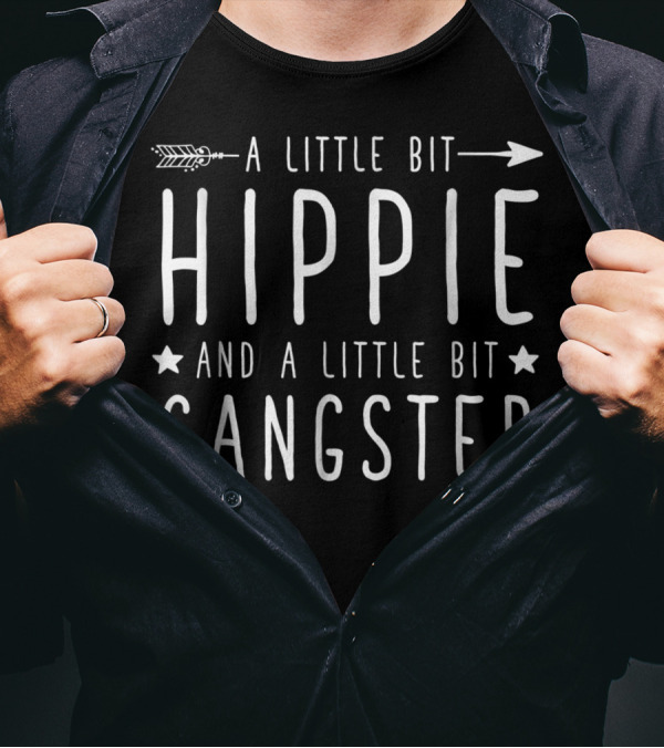 A Little Bit Hippie Arrow Symbol And A Little Bit Gangster Star Elements T-Shirt