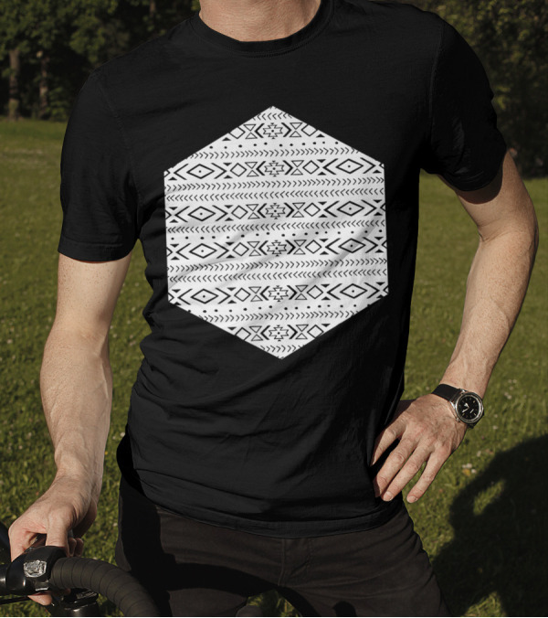 Boho Aztec Ethno Hexagon Geometry Hipster Pattern Fg T-Shirt
