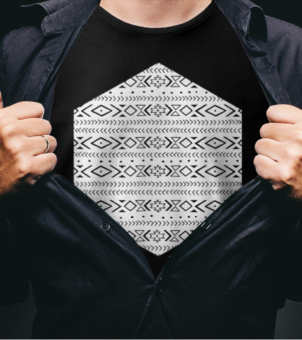 Boho Aztec Ethno Hexagon Geometry Hipster Pattern Fg T-Shirt