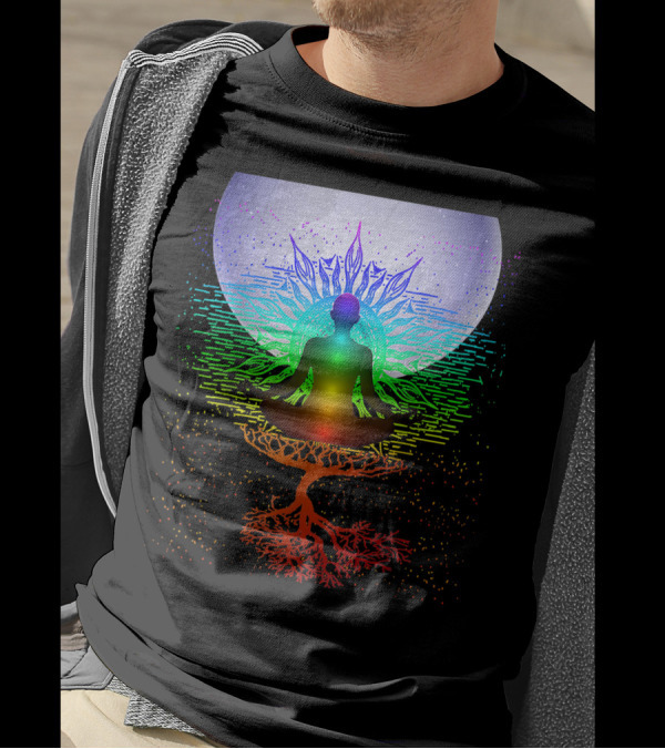 Chakra Meditation Cosmic Moon With Tree Of Life Energies T-Shirt
