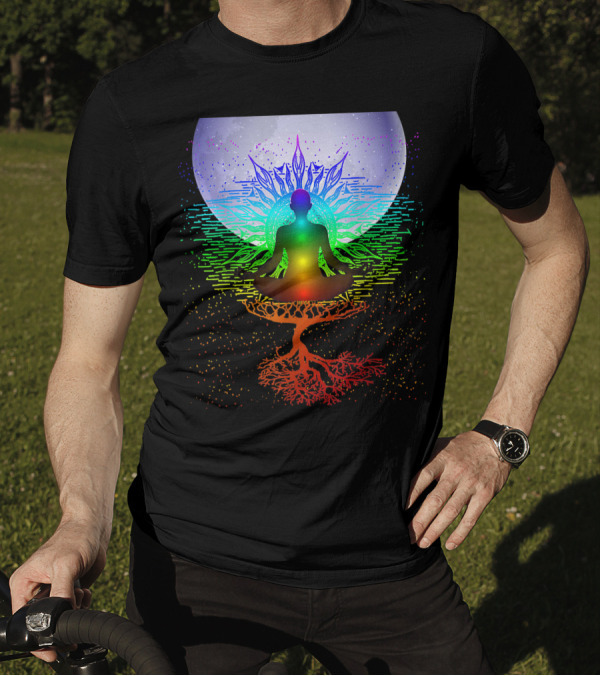 Chakra Meditation Cosmic Moon With Tree Of Life Energies T-Shirt