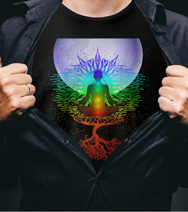 Chakra Meditation Cosmic Moon With Tree Of Life Energies T-Shirt
