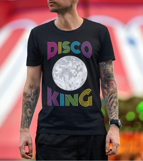 Premium T-Shirt: Disco King 70S Seventies Retro Dance Vibes with Mirror Ball T-Shirt Disco King 70S Seventies Retro Dance Vibes with Mirror Ball T-Shirt