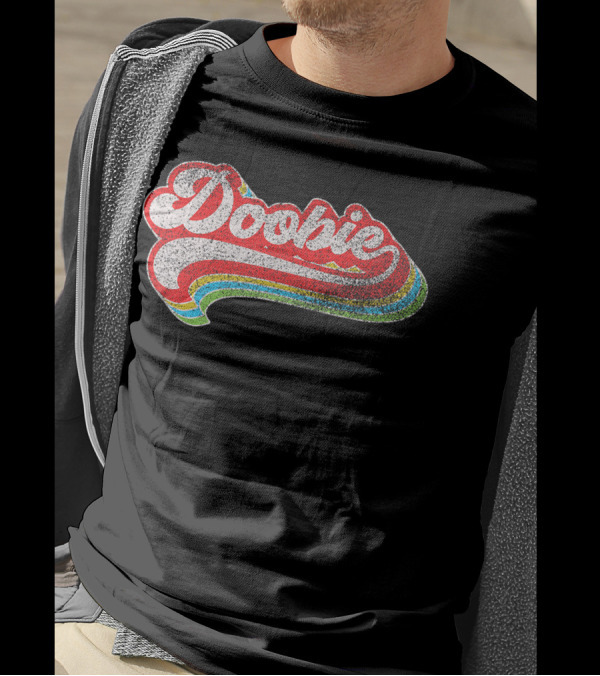 Doobie Retro Distressed Rainbow Script T-Shirt