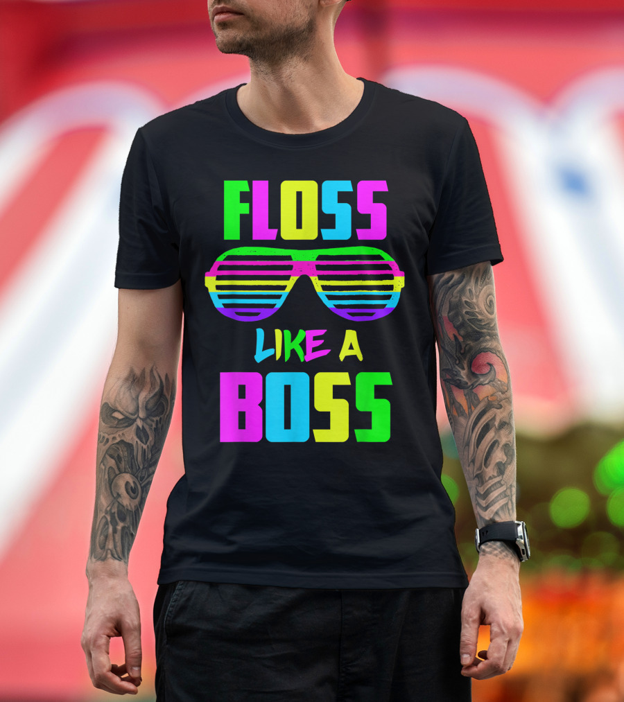 Floss Like A Boss Neon Sunglasses Party T-Shirt