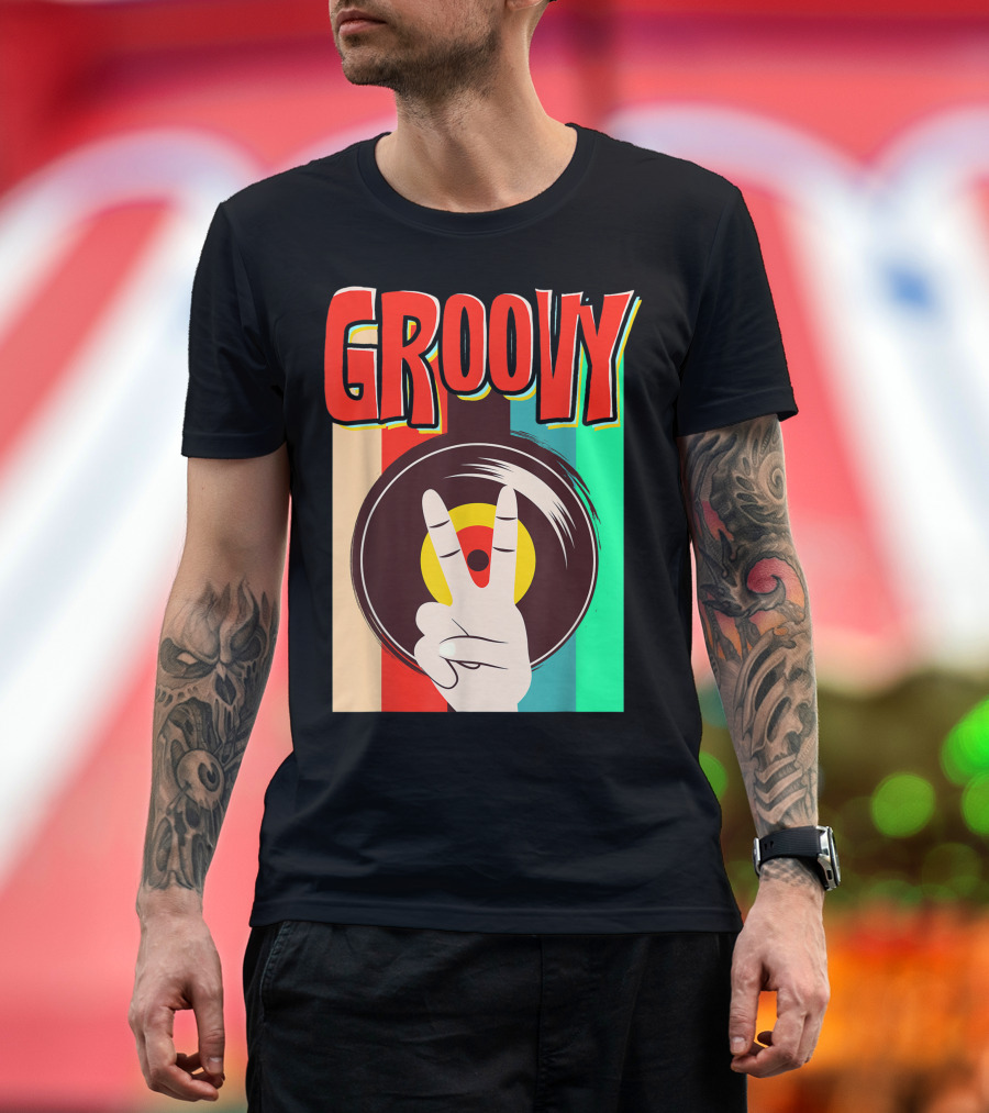 Groovy 70s Vintage Tie Dye Peace Vinyl Record T-Shirt