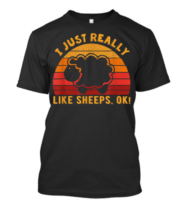 I Just Really Like Sheeps Ok Retro Sunset Lamb Lovers T-Shirt