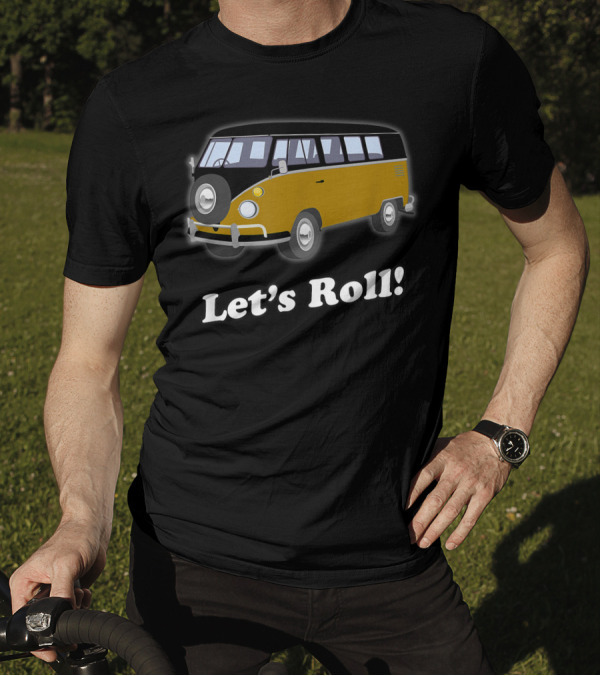 Let's Roll Vintage VW Microbus 60s Surf Beach Van Iconic T-Shirt