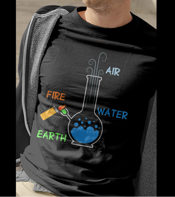 Fire Water Earth Air Marijuana Supporter 420 Smoker Pothead Hippie T-Shirt