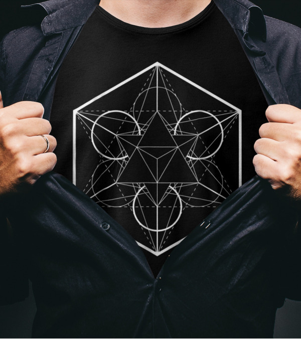Metatrons Merkaba Sacred Geometry Hexagonal Interlocking Circles T-Shirt