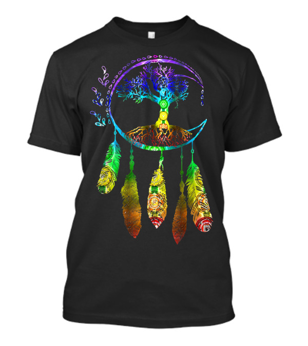 Moon Tree Of Life With Dream Catcher Feathers T-Shirt
