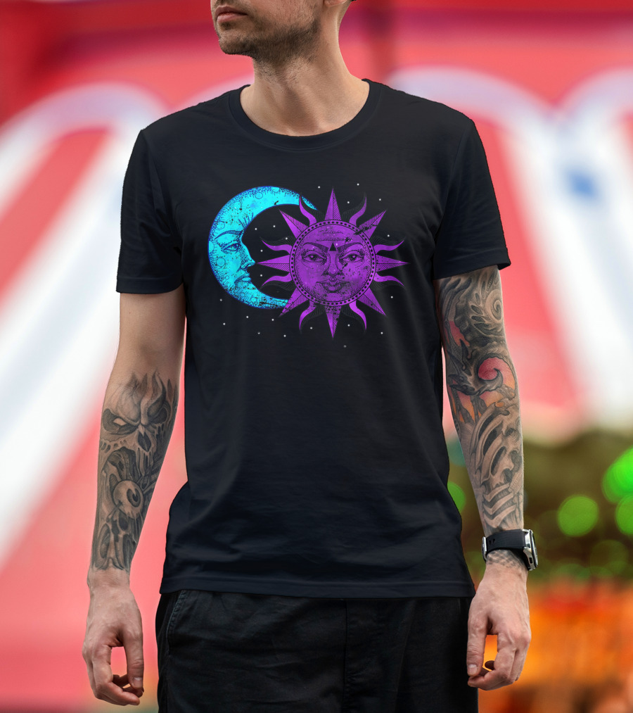 Moon Sun Planets Science Hippie Astronomy Psychedelic Celestial T-Shirt