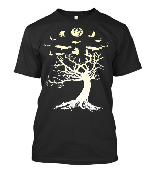 Phases Of The Moon Raven Gothic Tree Of Life T-Shirt