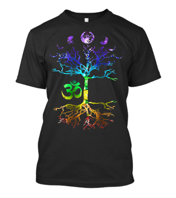 Phases Of The Moon Tree Of Life Om Chakra Rainbow Roots T-Shirt