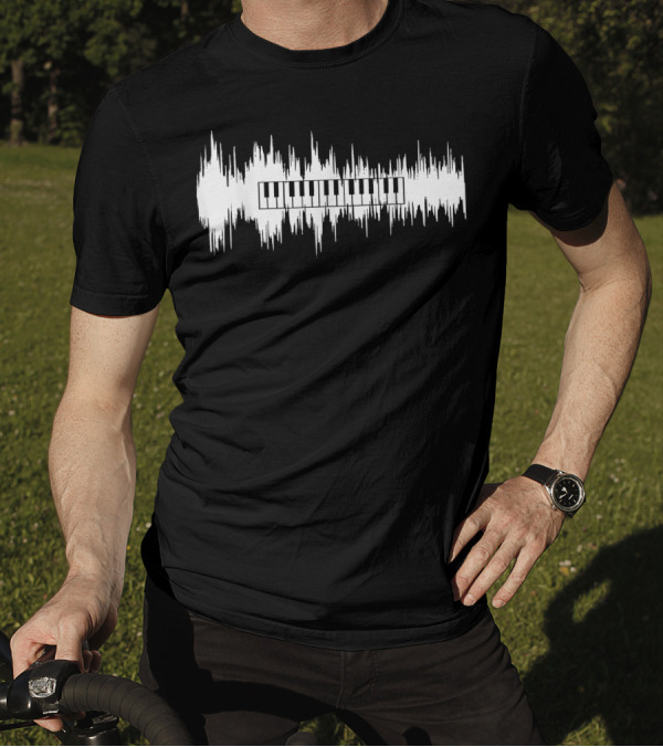 Piano Keys Sound Wave Keyboard Music Player T-Shirt