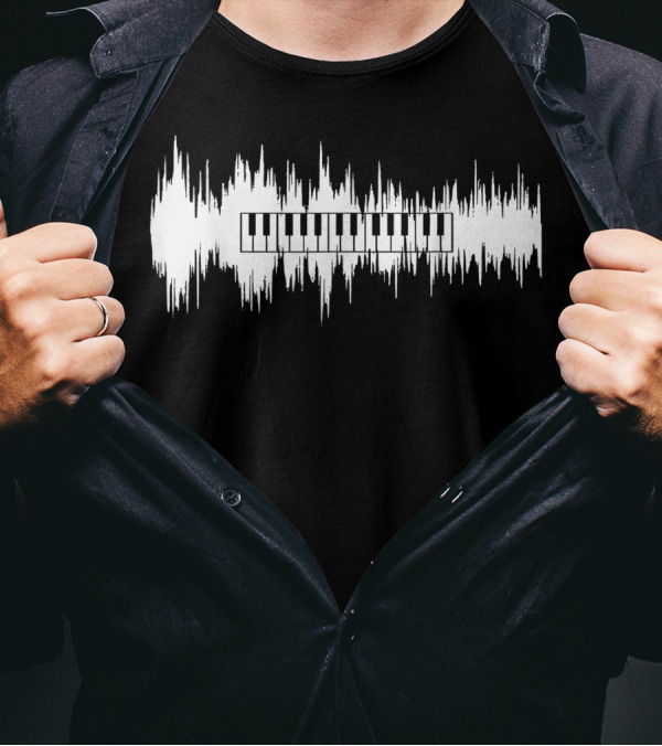 Piano Keys Sound Wave Keyboard Music Player T-Shirt