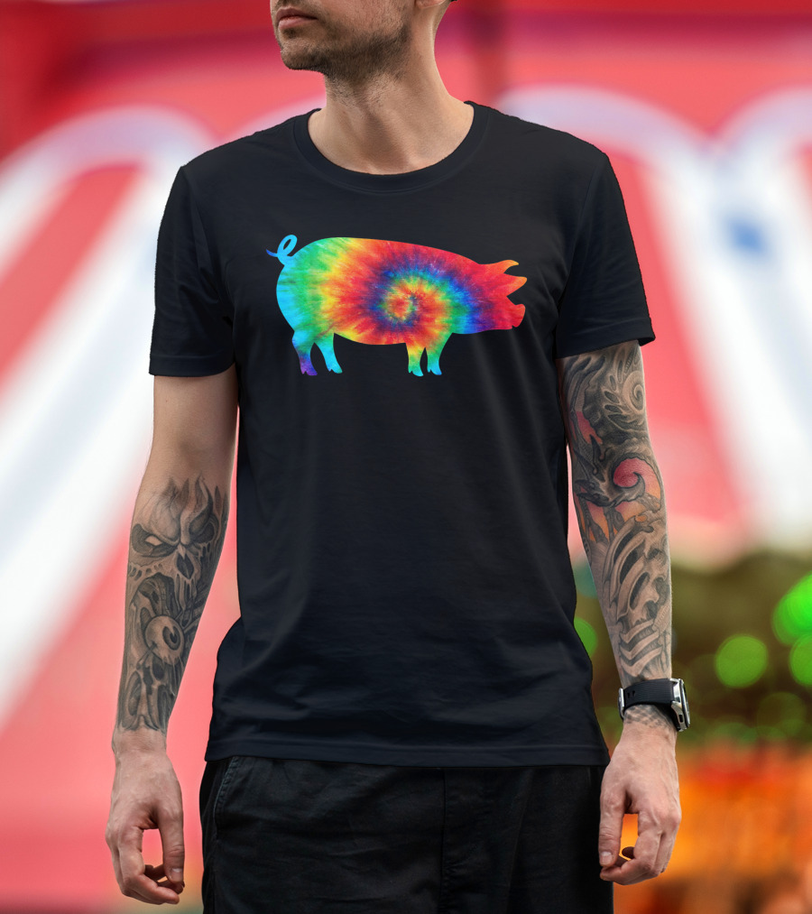 Pig Tie Dye Rainbow Hippie Costume Hippy T-Shirt