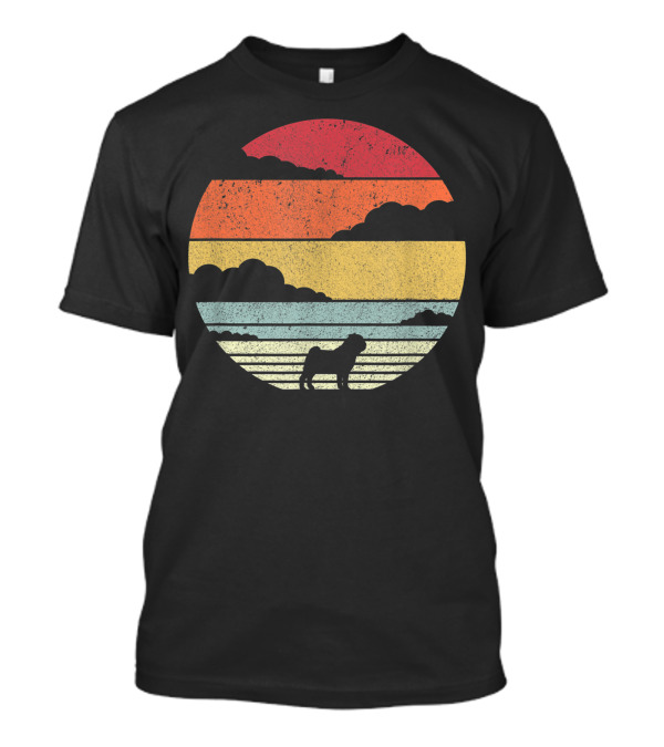Pug Style 0Z Vintage Sunset Silhouette Dog Pajama T-Shirt