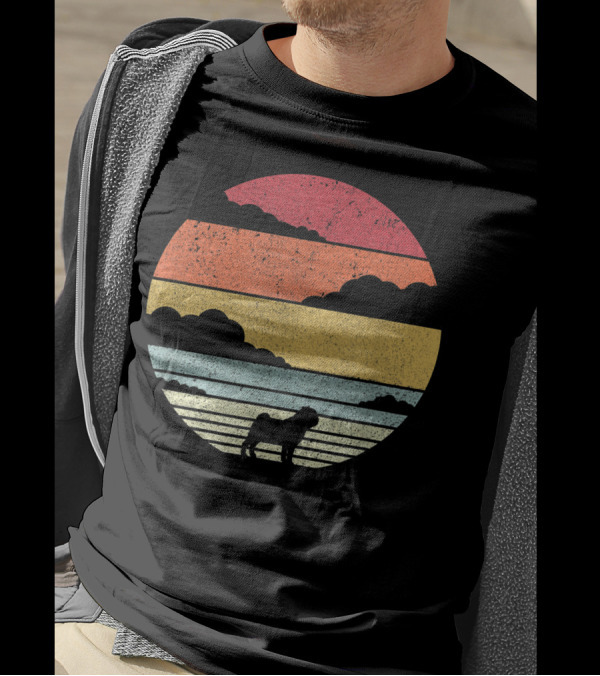 Pug Style 0Z Vintage Sunset Silhouette Dog Pajama T-Shirt
