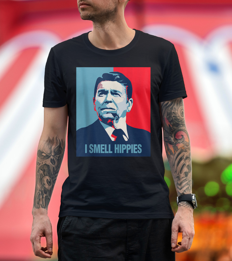 Ronald Reagan I Smell Hippies American President T-Shirt