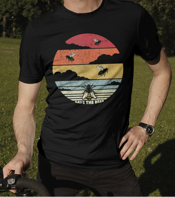 Save The Bees Vintage Sunset Climate Change Awareness T-Shirt