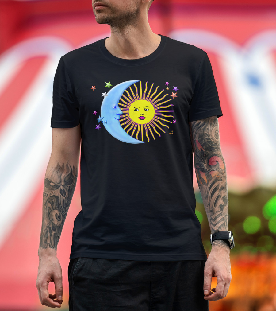 Sun and Moon Hippie 60s Psychedelic Stars Vintage T-Shirt