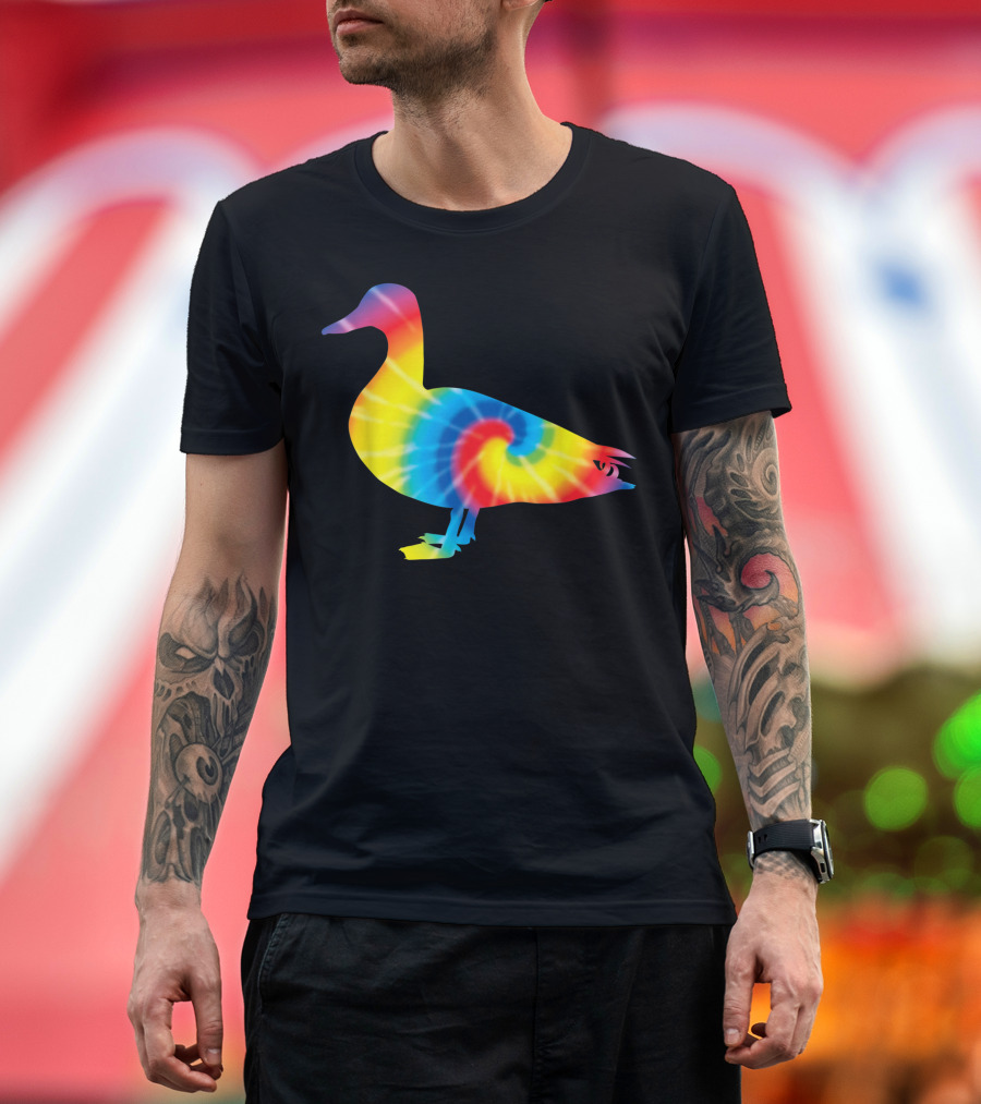 Tie Dye Duck Rainbow Print Mallard T-Shirt