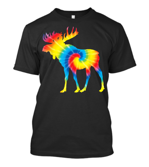 Tie Dye Rainbow Moose Deer Elk Print T-Shirt
