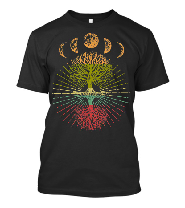 Tree Of Life Radiant Phases Of The Moon 70s Vibes T-Shirt