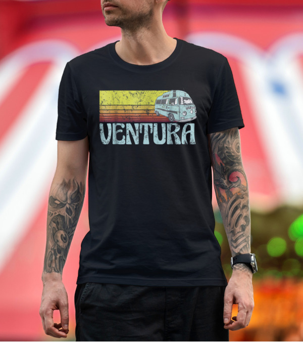 Premium T-Shirt: Ventura California Hippie Van Retro Sunset Beach Surfer T-Shirt Ventura California Hippie Van Retro Sunset Beach Surfer T-Shirt