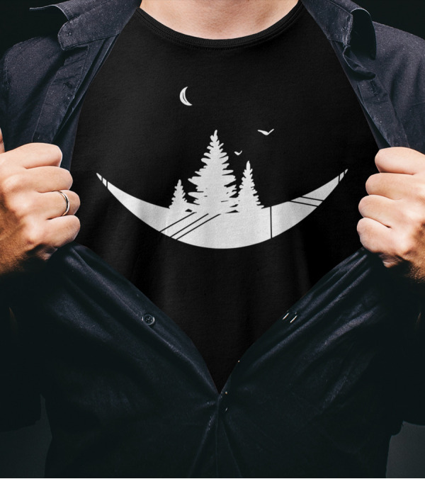 Vintage Crescent Moon Forest Wilderness Boho T-Shirt