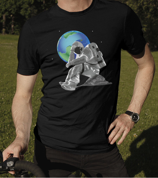 Weeping Astronaut Earth Day Mother Earth Save The Planet Eco Earth Astronaut Reflection T-Shirt