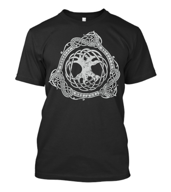 Yggdrasil Tree Of Life Norse Nordic Symbol Distressed Knotwork T-Shirt