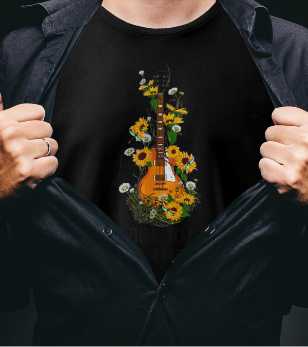 And I Think To Myself What A Wonderful World Hippie Guitar Sunflowers T-Shirt