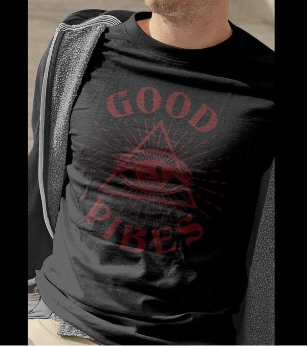 Good Vibes Gypsy Hippie Vintage Style Ancient Eye Pyramid T-Shirt