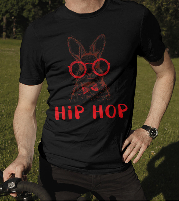 Hip Hop Easter Bunny Nerd Glasses Bowtie Rabbit T-Shirt