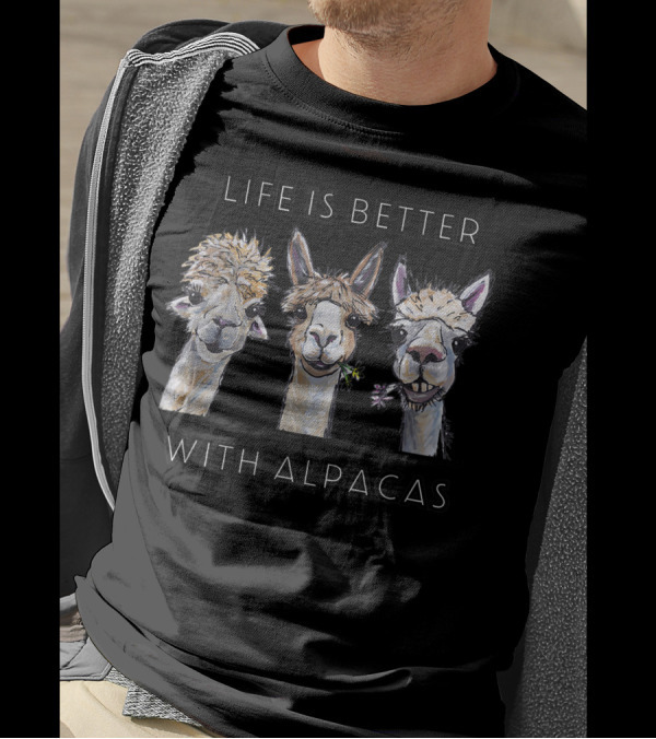 Life Is Better With Alpacas Alpaca Illustration Trio T-Shirt