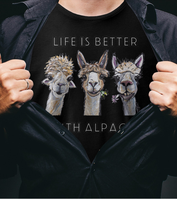Life Is Better With Alpacas Alpaca Illustration Trio T-Shirt