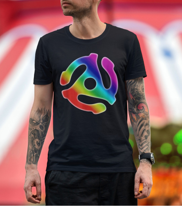 Premium T-Shirt: 45 Rpm Spider Record Adapter DJ 80s Music Rainbow T-Shirt 45 Rpm Spider Record Adapter DJ 80s Music Rainbow T-Shirt
