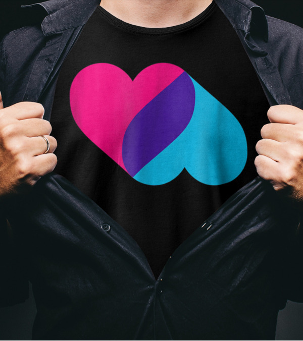 Androgynous Pride Heart Androgyne Colorful T-Shirt